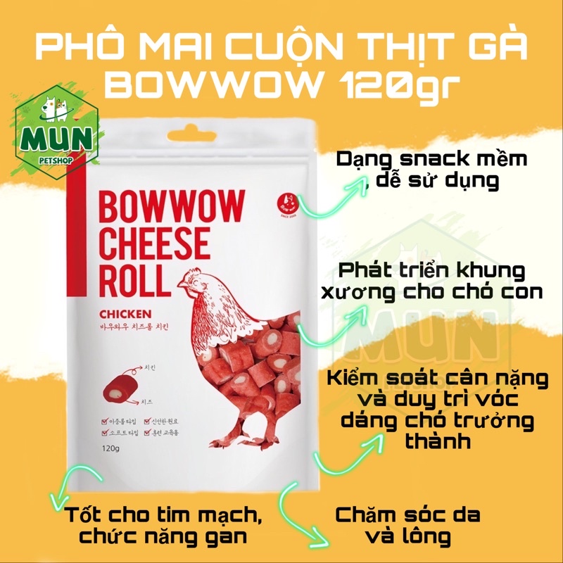 Phô mai cuộn thịt gà Bowwow 120gr