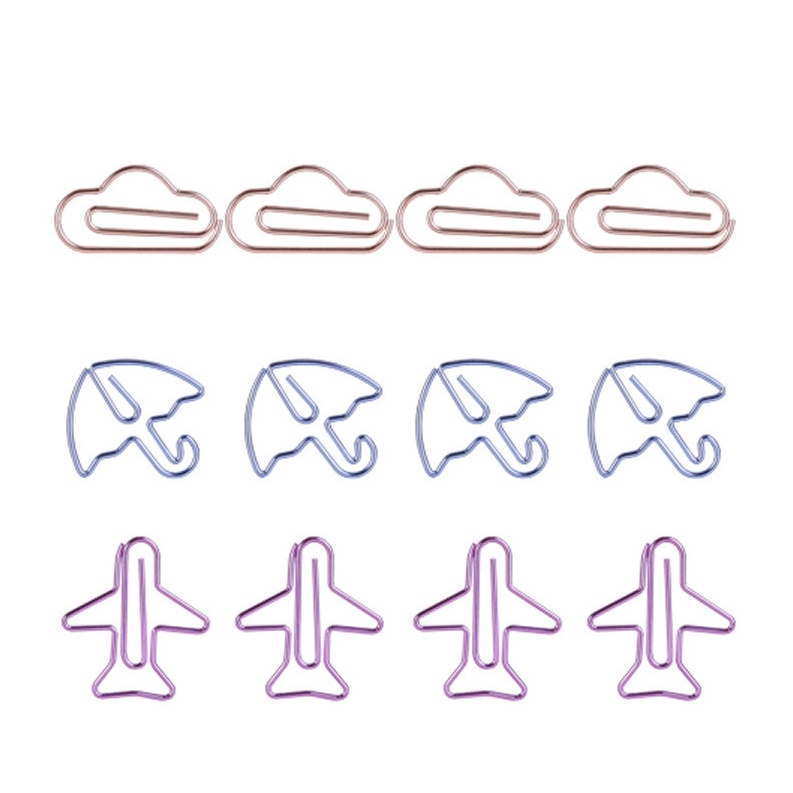 Ghim vòng kẹp giấy kim loại nhiều hình Deli - 1 set 12 chiếc - 0055/0056/0057