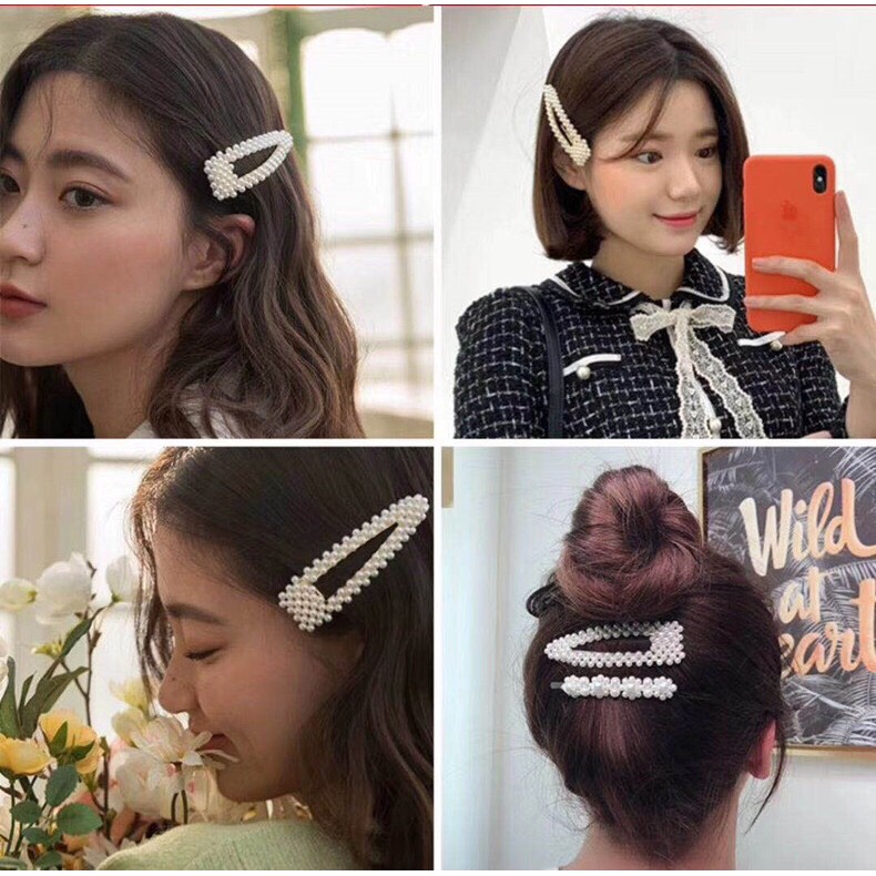 [Có sẵn] Kẹp tóc đính ngọc hot trend phong cách Hàn Quốc thời trang cho nữ - Selenshop