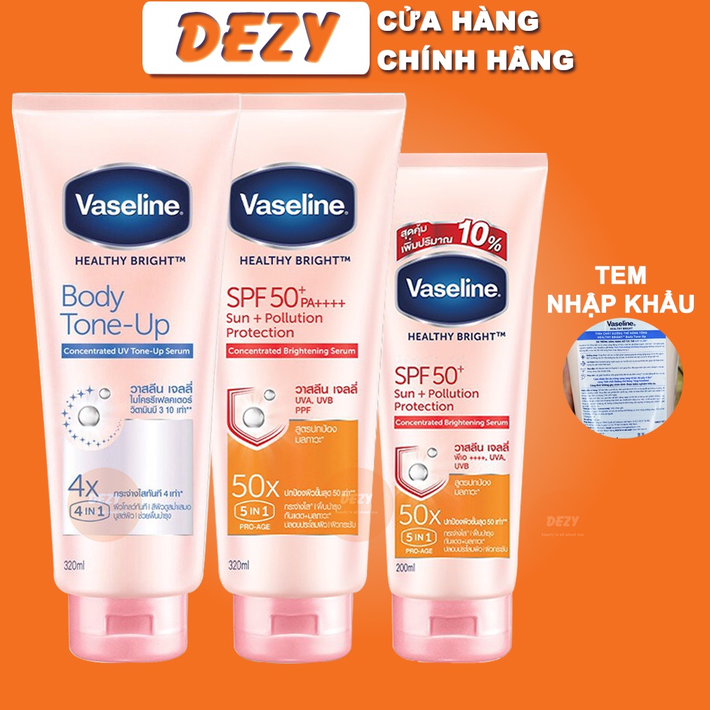 Serum Vaseline 50x Dưỡng Trắng Da - Sữa Dưỡng Thể Kem Chống Nắng Dưỡng Ẩm Vitamin C Giảm Thâm Collagen Ngừa Lão Hóa Dezy