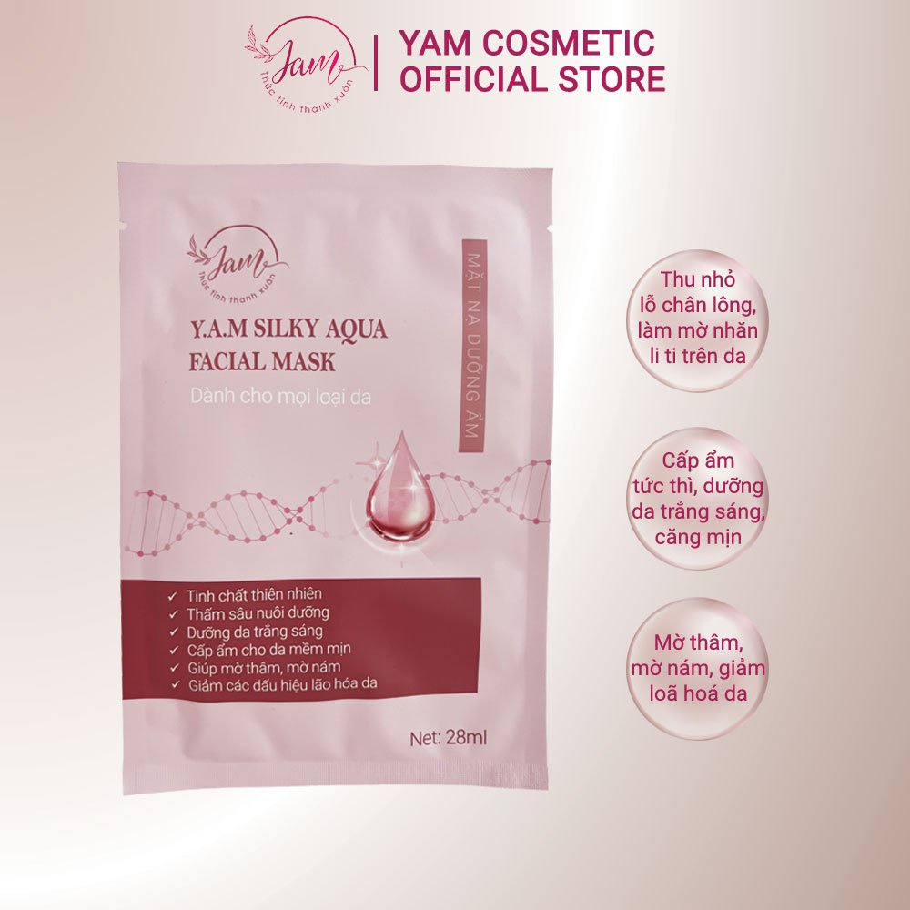 1 Miếng Mặt Nạ Dưỡng Ẩm và Phục Hồi Da Yam Cosmetic Dưỡng Trắng Da Giúp Mờ Nám Giảm Thâm 28ml/mask