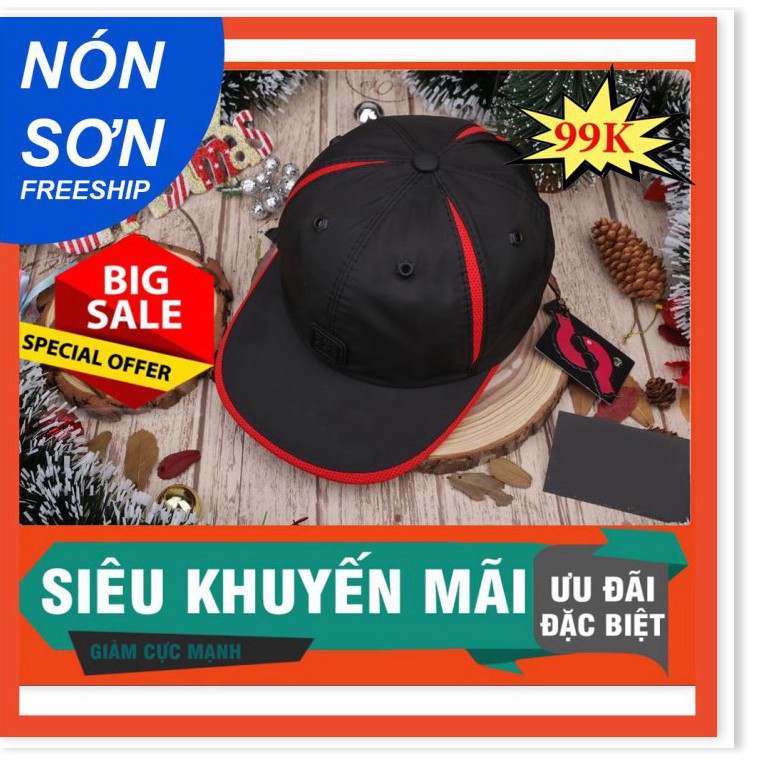 Nón Sơn vá lưới  vải dù màu Đen Đỏ chưa bao giờ hết Hot [top bán chạy]