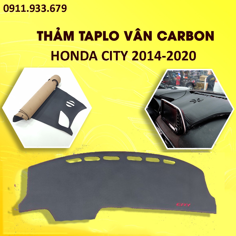 🔥HCM-️Thảm Taplo Da Carbon Xe Honda City 2014 đến 2021 Chất liệu Da Cao Cấp