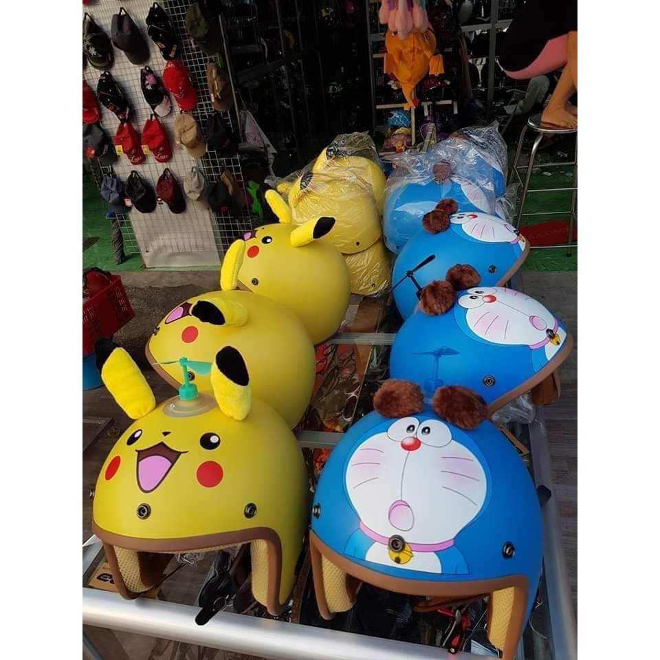 Mũ bảo hiểm 3/4 Pikachu-Doremon