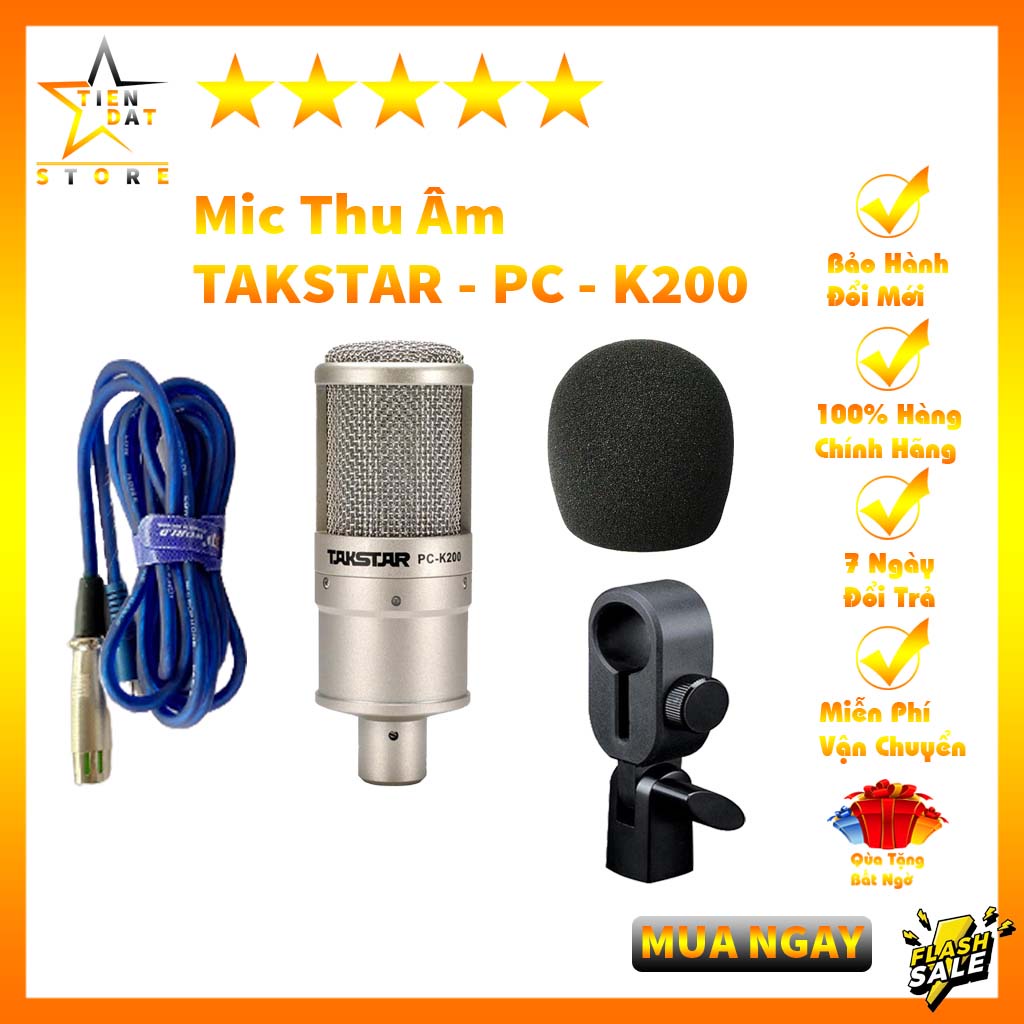 Mic Thu Âm Takstar PC-K200 Chuyên Nghiệp - Micro Livestream Karaoke - Hàng Chính Hãng