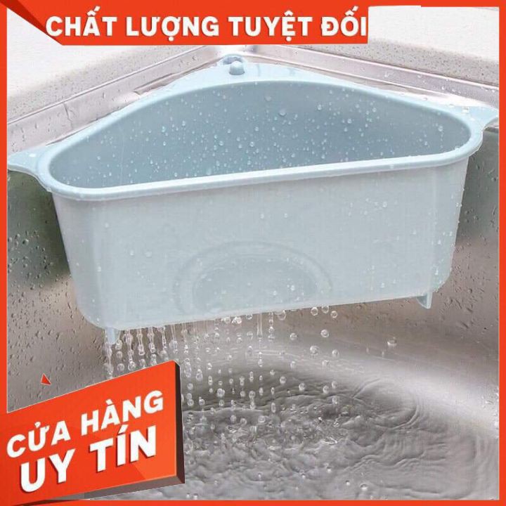 Rổ nhựa tam giác cài bồn rửa nhỏ gọn - đựng giẻ rửa bát đựng rác - có hút chân không - có lỗ thoát nước nhanh chóng