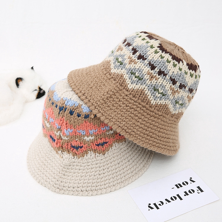 Nón đan len dày thời trang thu đông màu sắc hoang dã phong cách Hàn Quốc dành cho nữ