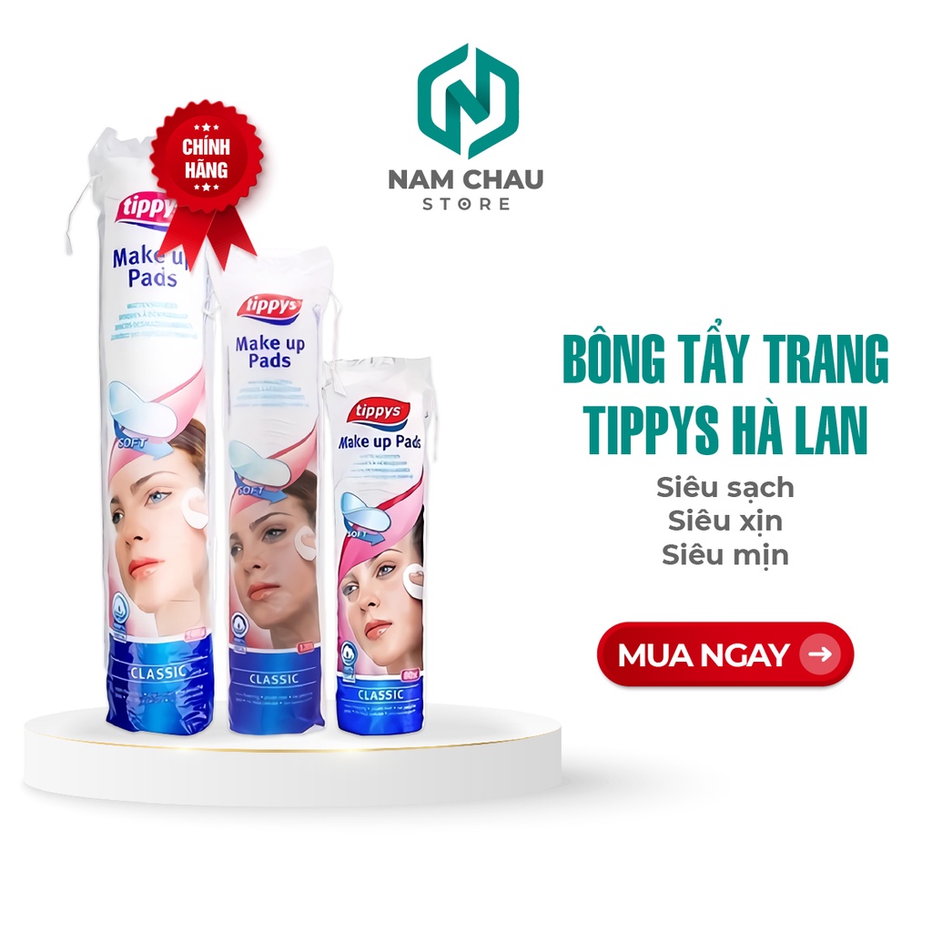 Namchaustore - Bông tẩy trang Tippys Classic Make Up Pads 100% Cotton Tự Nhiên 120 Miếng