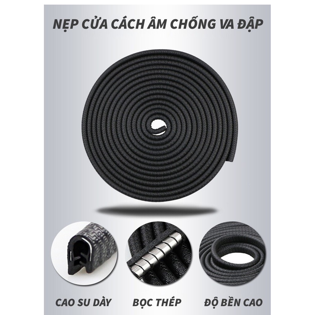 Cuộn 5 mét nẹp chữ U kẹp cánh cửa ô tô - giá sỉ