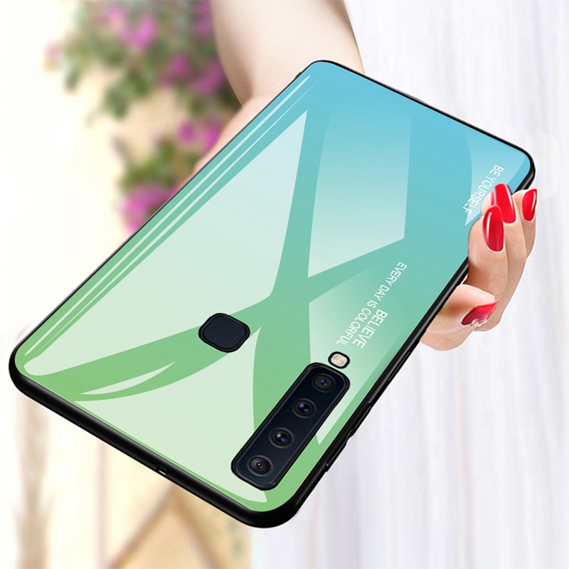 Ốp điện thoại mặt kính cường lực màu gradient cho Samsung Galaxy A9S A9 2018 | BigBuy360 - bigbuy360.vn