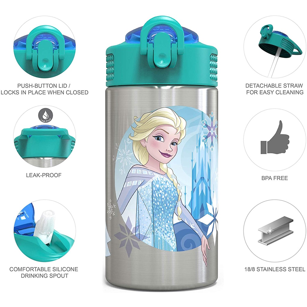 BÌNH NƯỚC NHỰA THERMOS 355ML / GIỮ LẠNH ZAK 450ML CHO BÉ HÌNH CÔNG CHÚA BĂNG GIÁ TRITAN HYDRATION BOTTLE, FROZEN TỪ MỸ