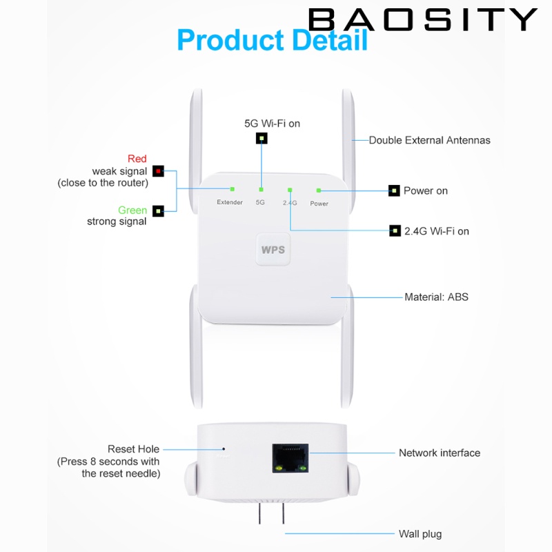 Thiết Bị Khuếch Đại Tín Hiệu Wifi Không Dây 1200mbps 2.4g 5g 4 Ăng Ten Phích Cắm Us | BigBuy360 - bigbuy360.vn