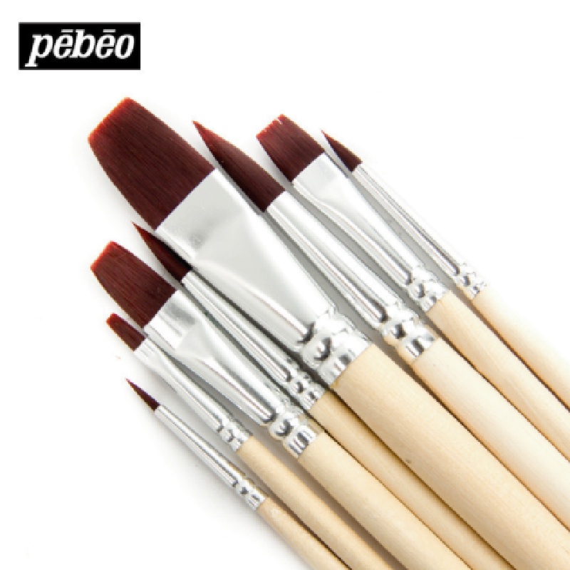 Bộ cọ vẽ màu nước Pebeo popart set 8 cây gồm cọ dẹt và tỉa dùng vẽ màu nước, sơn dầu, acrylic, gouache