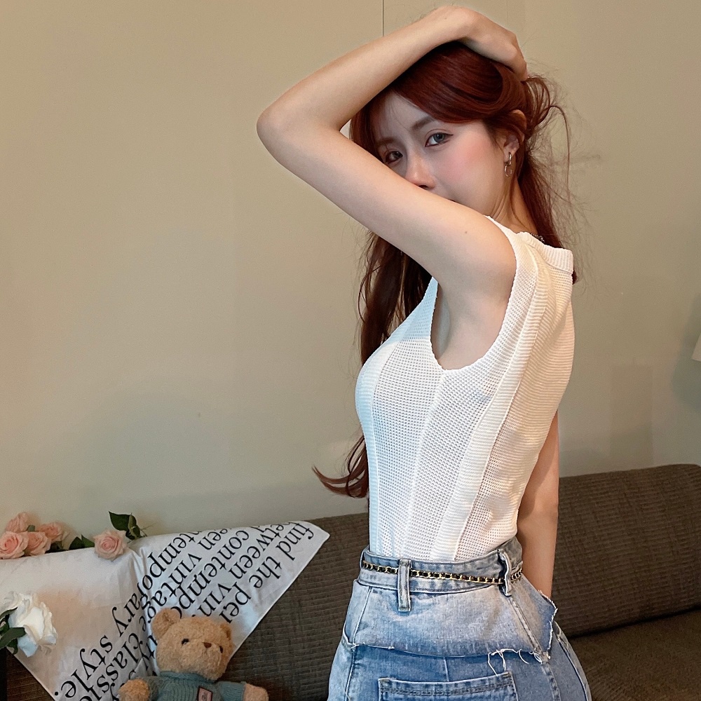 Áo dệt kim ZHELIHANGFEI không tay thiết kế quyến rũ hợp thời trang