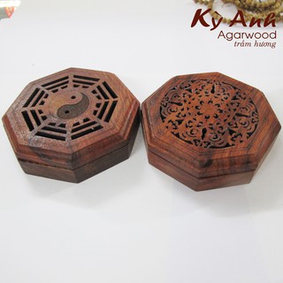 Hộp gỗ dùng cho nhang trầm vòng/khoanh hình bát giác - DCN48