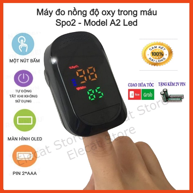 Thiết Bị Đo SPO2, Máy Đo Nồng Độ Oxy Trong Máu & Đo Nhịp Tim Cầm Tay A2 (Pulse Fingertip Oximeter)