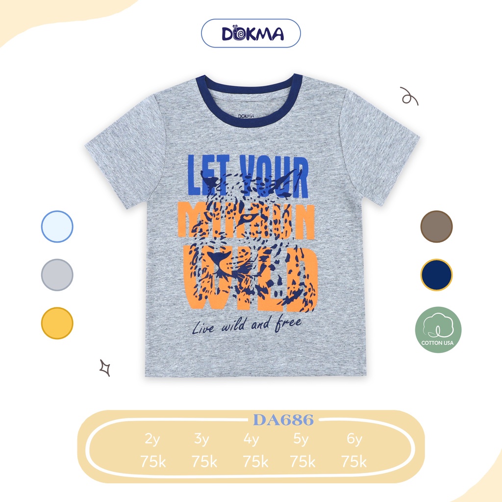 Áo cộc tay cổ tròn sợi tre bé trai Dokma