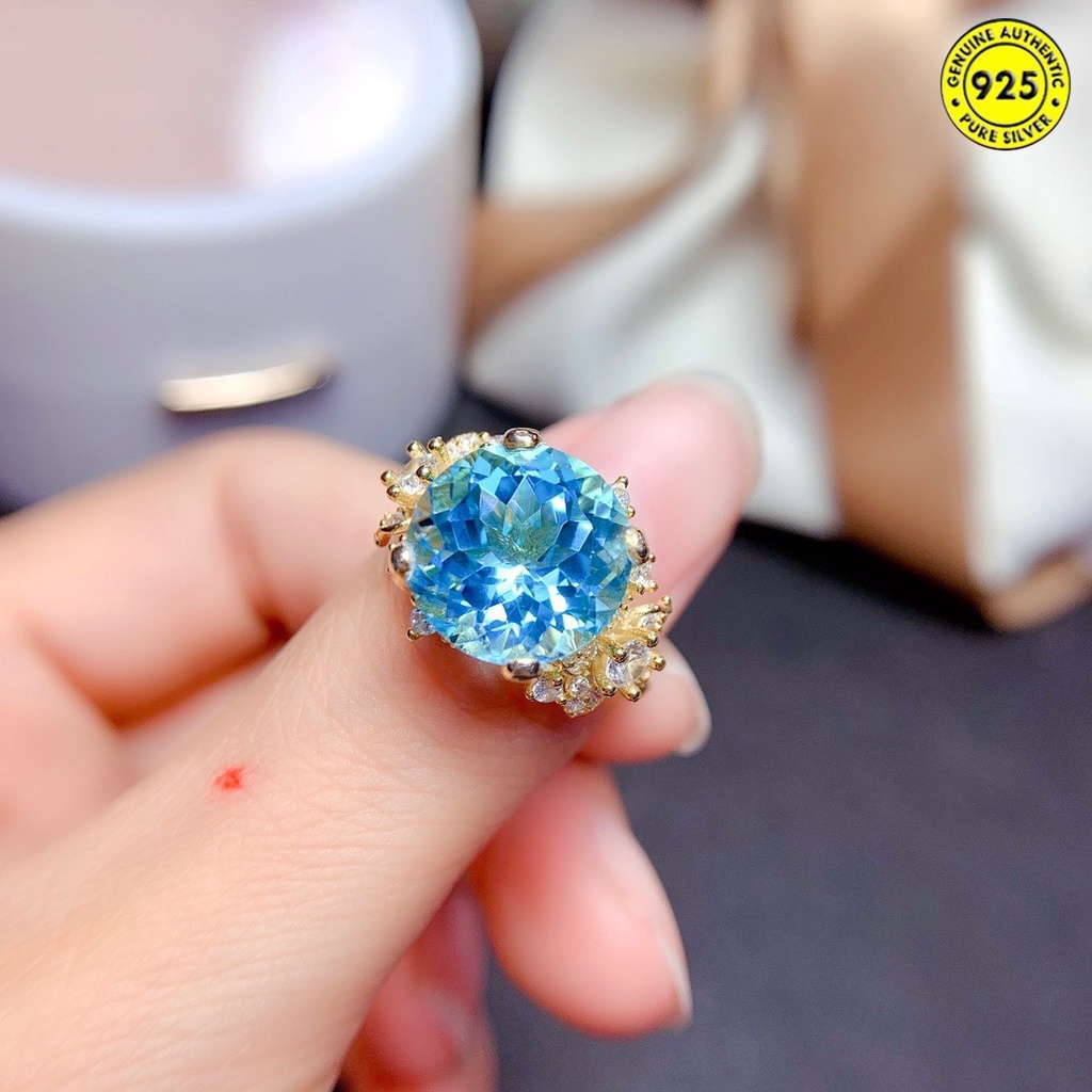 Nhẫn Đính Đá Topaz Xanh Thời Trang