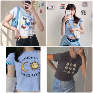 Áo Croptop Nữ, Áo croptop kiểu ngắn tay Hàn Quốc nhiều mẫu đa dạng
