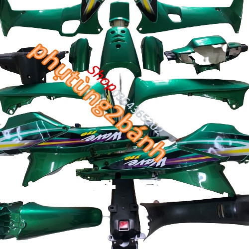 Bộ Dàn  áo xe Wave alpha 110 -Wave A cũ -Wave thái 1 bóng MÀU XANH KEN -nhựa ABS LỌA ĐẸP