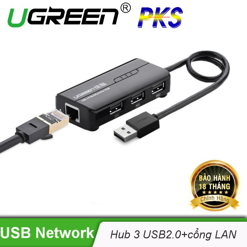 Bộ chuyển USB to LAN + Hub USB 2.0 - Hỗ Trợ Mi Box Ugreen 20264 - UG20264