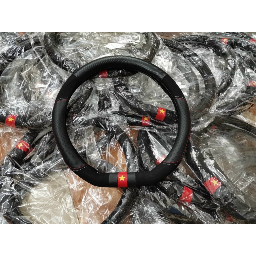 Bọc Vô Lăng , Bọc Tay Lái Cho Xe Ô Tô Mẫu Cờ Việt Nam - Vô lăng chữ D - lắp xe XL7, Seltos, Almera...
