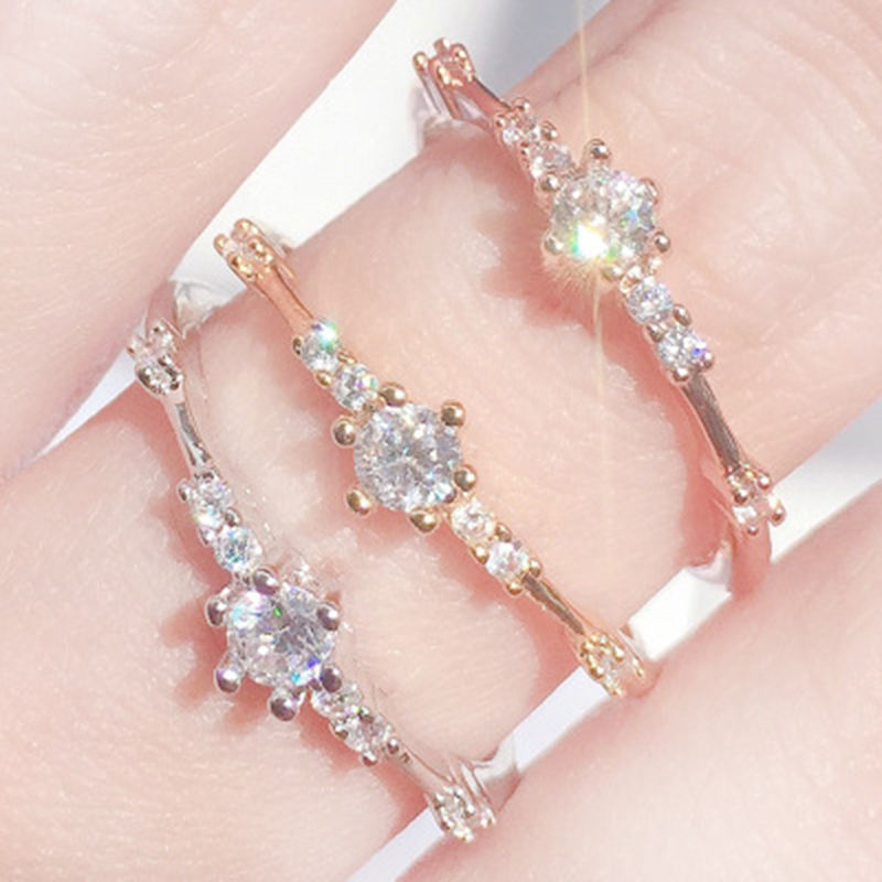 Nhẫn cầu hôn mạ vàng kim 14k đính đá sang trọng tùy chọn màu sắc cho nữ
