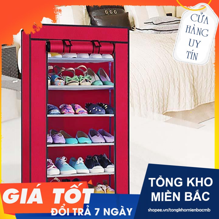 Tủ giày vải 7 tầng 6 ngăn TẶNG 1 chai vệ sinh giày Plac[.2019]