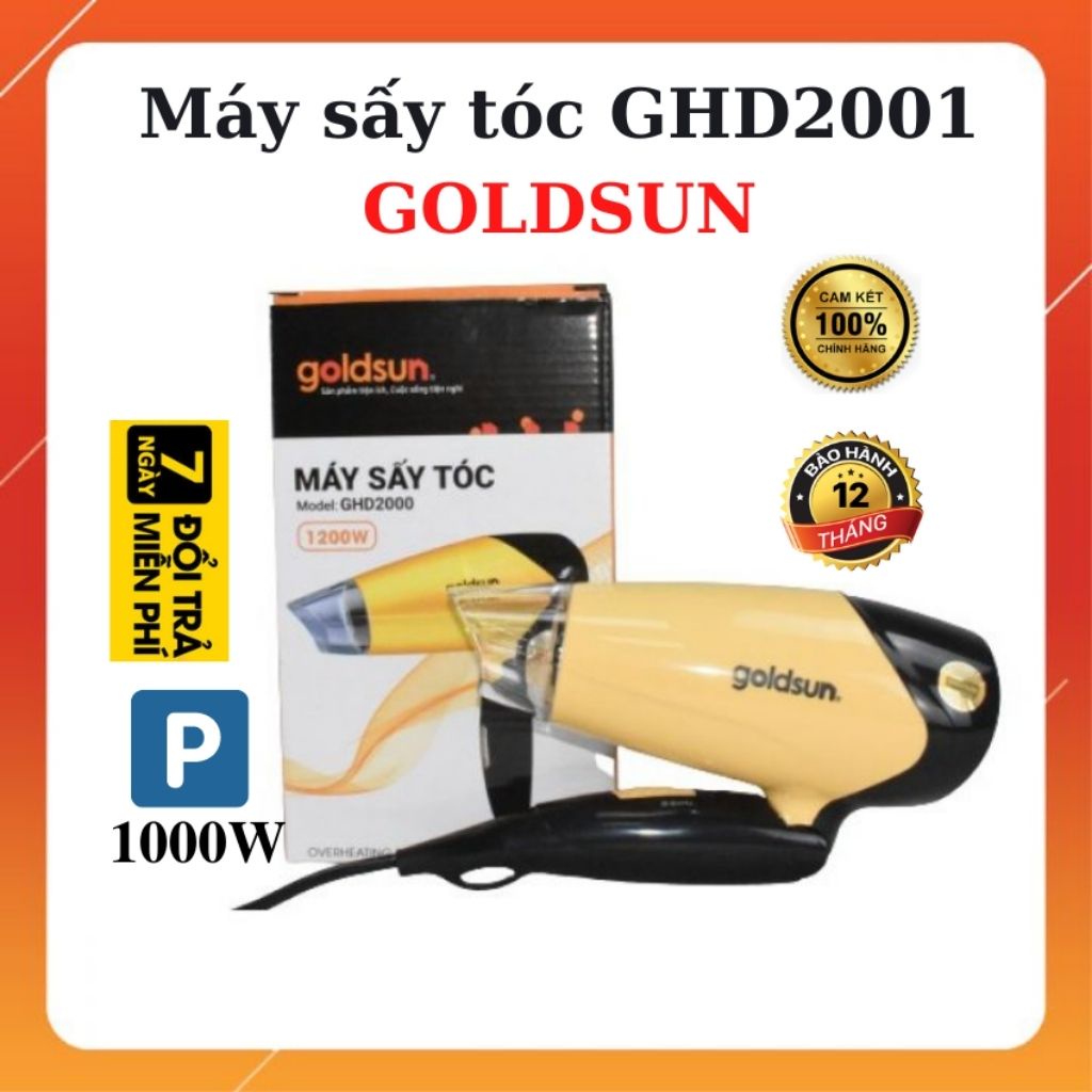 Máy sấy tóc Goldsun GHD2001, công suất 2000W, bảo hành 12 tháng