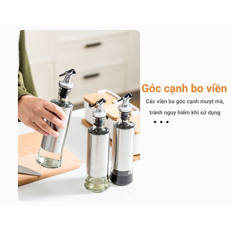Chai Đựng Dầu Ăn, Nước Mắm, Nước Tương Thủy Tinh Bọc INOX - ĐẢM BẢO AN TOÀN CHO SỨC KHỎE | BigBuy360 - bigbuy360.vn