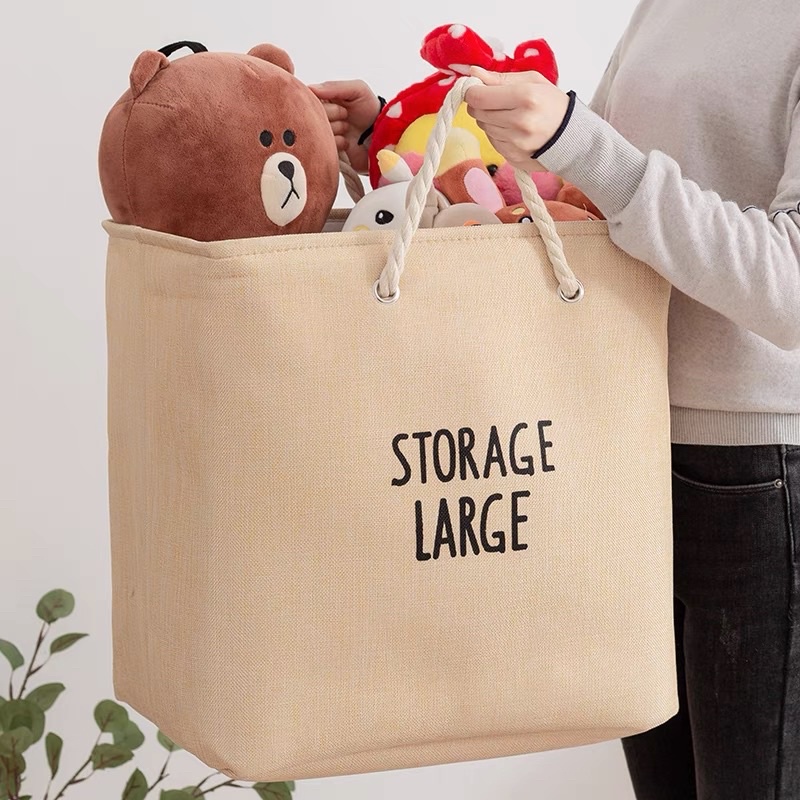 Thùng vải cát cứng đựng đồ Vintage dày dặn loại đẹp - Décor nhà Sò