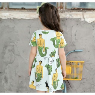 đầm cotton bé gái little maven