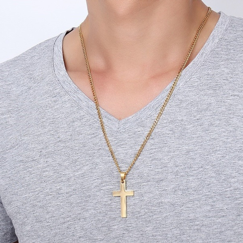 Vòng cổ choker mặt chữ thập bằng thép không gỉ thời trang