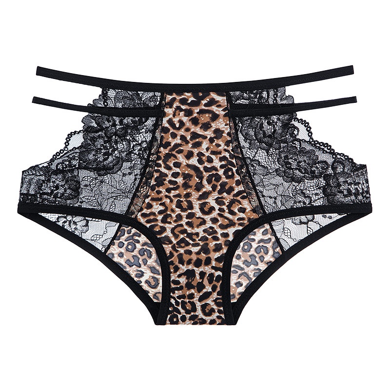 Quần Lót Chữ T Lưng Cao Phối Ren Họa Tiết Da Báo Phong Cách Retro Size M-XXL