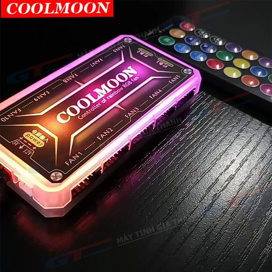 Bộ Hub Điều Khiển Coolmoon Đồng Bộ Fan RGB, Giá Đỡ VGA, Dây LED Strip, Tản CR1400