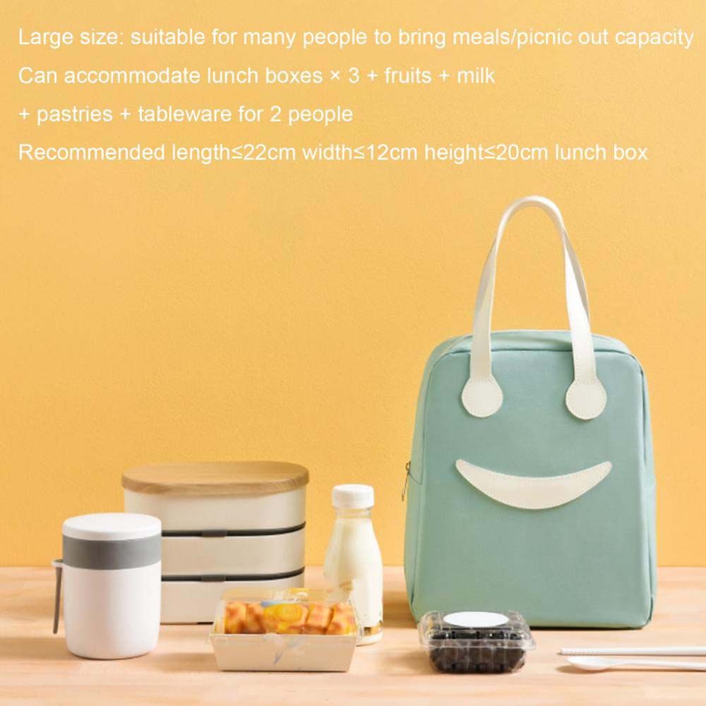 Túi đựng cơm trưa vải oxford chống nước giữ nhiệt in mặt cười nhiều màu tùy chọn