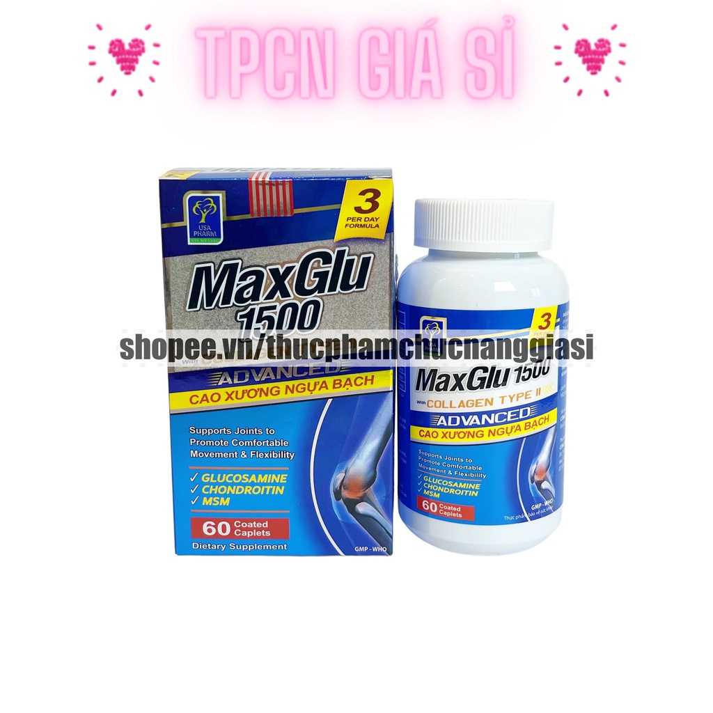 Viên uống MAXGLU 1500 bổ xung glucosamine hỗ trợ xương khớp – Hộp 60 viên
