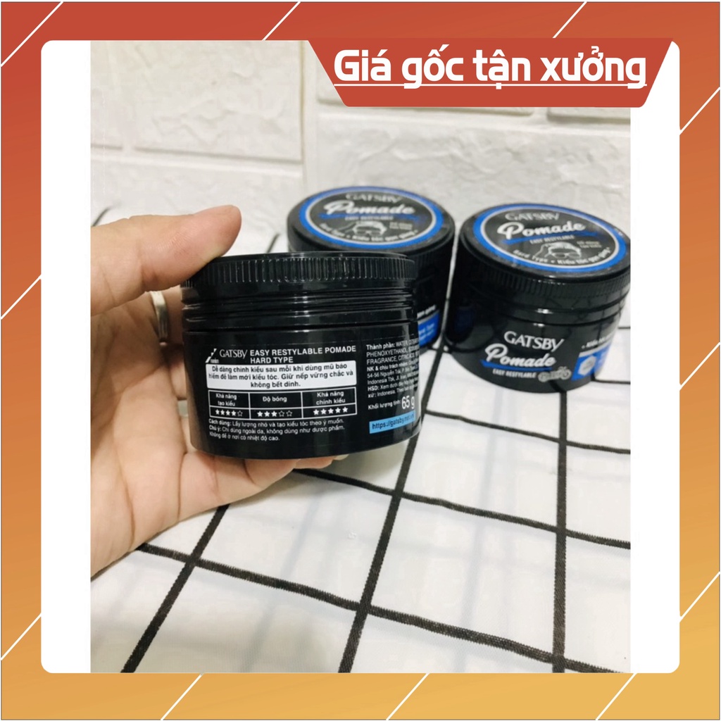 Keo vuốt tóc khô giữ nếp tạo kiểu định hình tóc nam Gatsby Hair Pomade Easy Restylable 65g