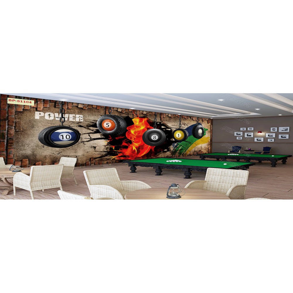 Tranh lụa 3d trang trí quán Bi-a Kích Thước 1,5m x 2m Bi-a 1