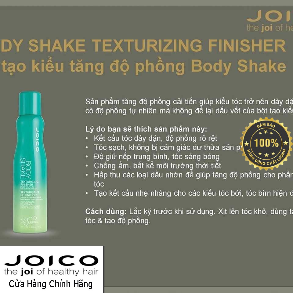[Joico-USA] Xịt tạo kiểu và tăng độ phồng Body Shake Joico Texturizing Finisher
