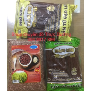 Combo 2kg Lứt đỏ Điên, 0.5kg Phở Gạo Lứt, 0.5kg Bún Gạo Lứt