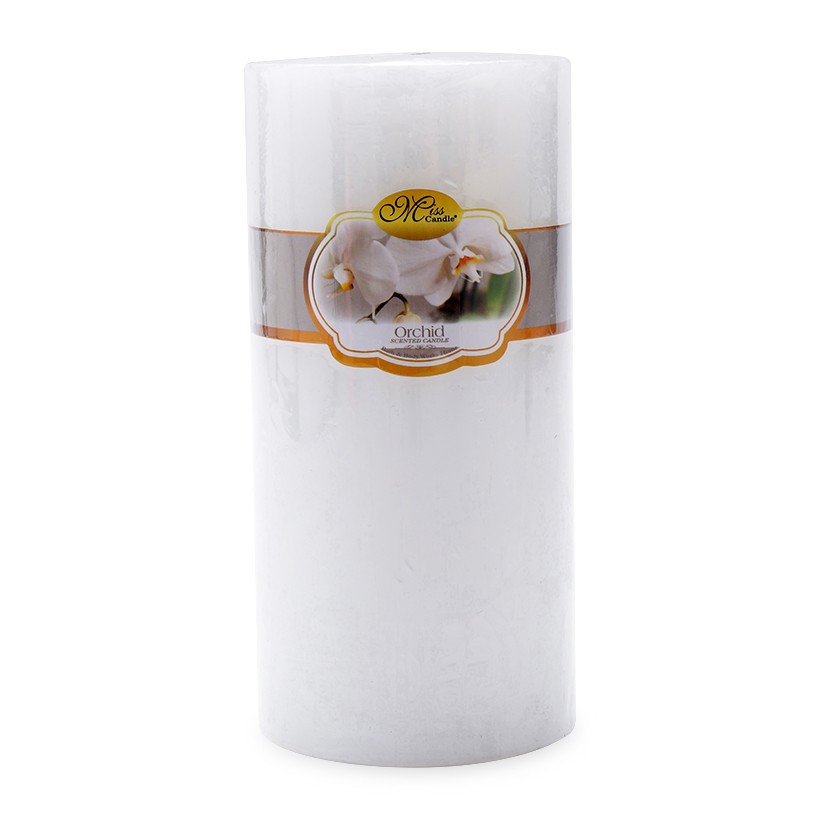 Nến thơm trụ tròn D7H15 Miss Candle MIC0277 7 x 15 cm (Trắng, hương hoa phong lan)