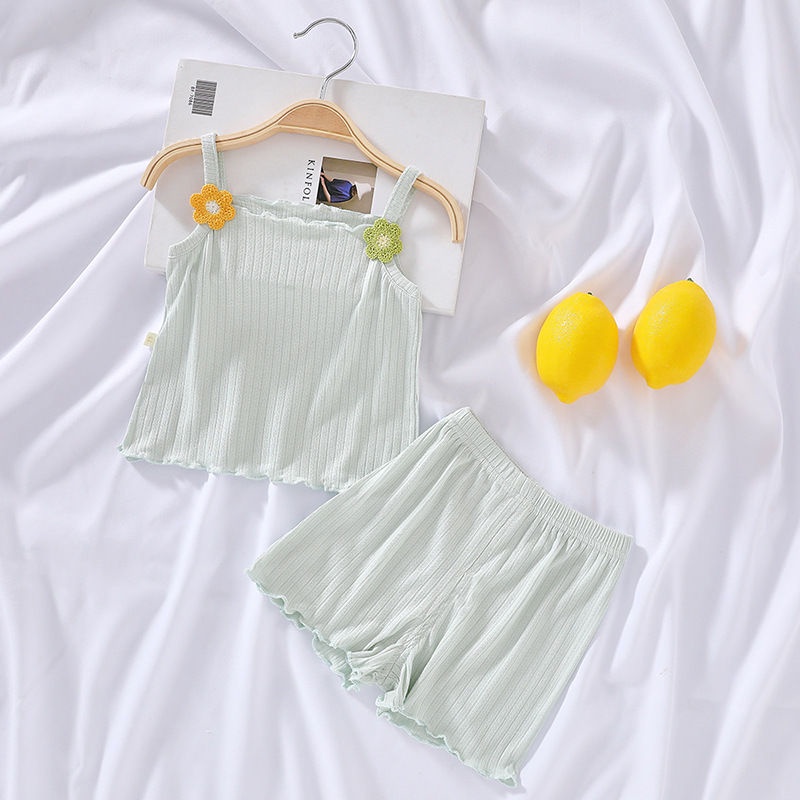 Set Áo Hai Dây + Quần Short Thời Trang Mùa Hè Hàn Quốc Mới 2023 Cho Bé Gái