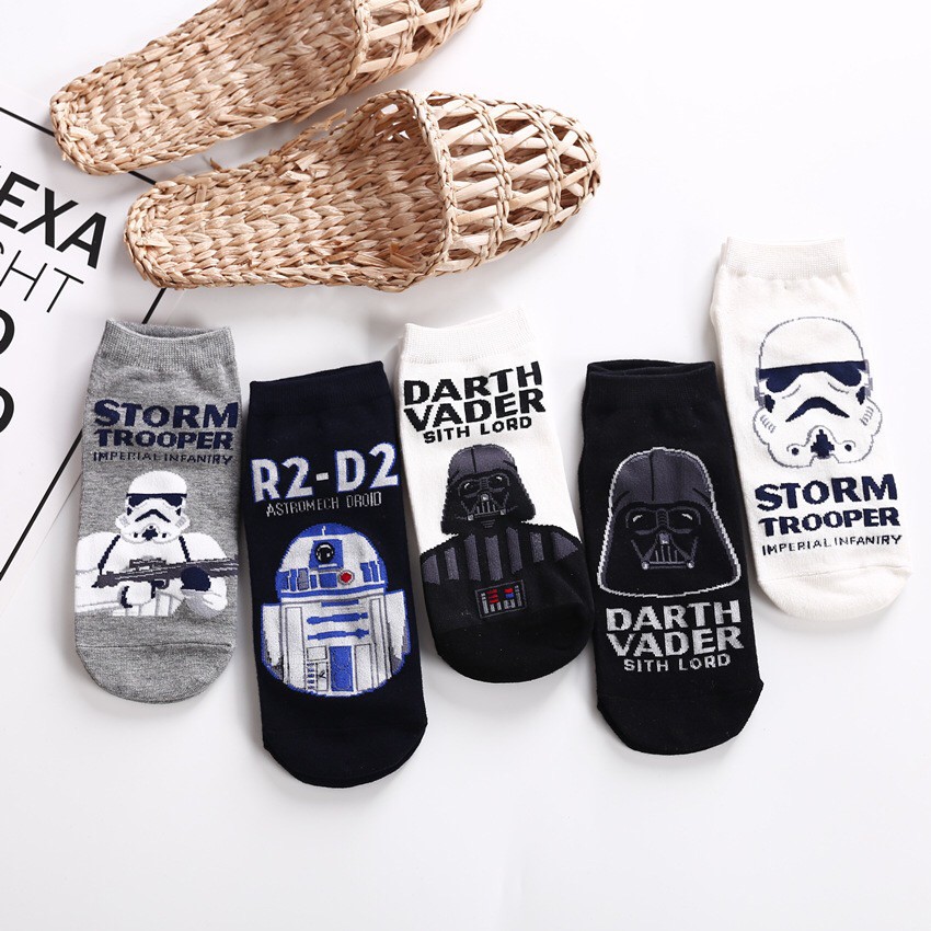Vớ cổ thấp in hình hoạt hình Star wars Cá tính Tất cổ ngắn Chất Cotton