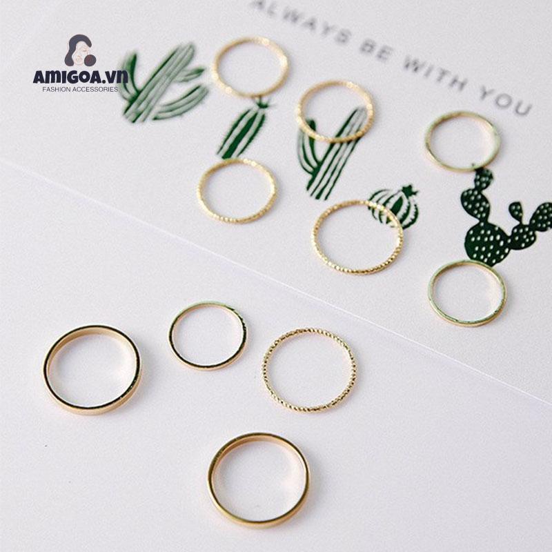 ✨✨Bộ 10 Nhẫn Kim Loại Phong Cách Punk Đơn Giản
