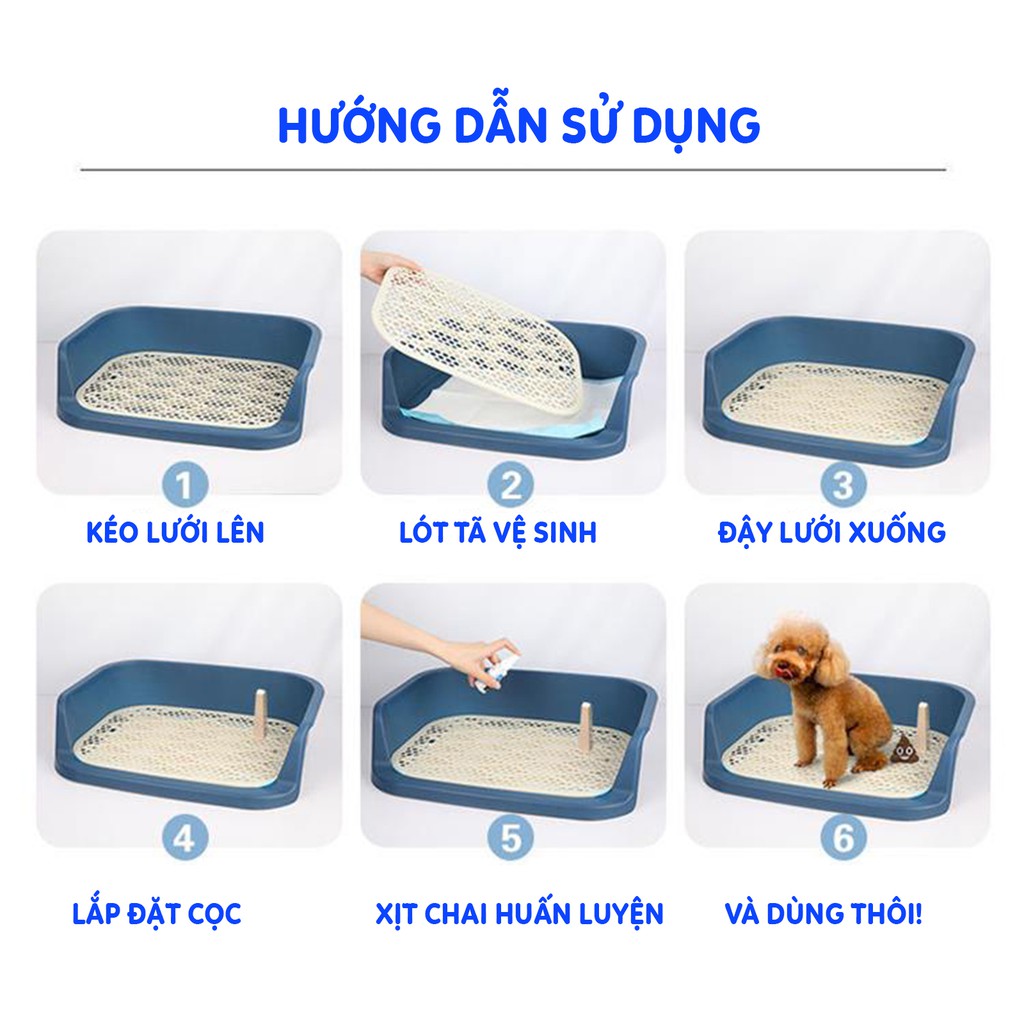 Khay vệ sinh cho chó thành cao giá rẻ có cọc và lưới lọc phù hợp cả chó đực và cái PetX