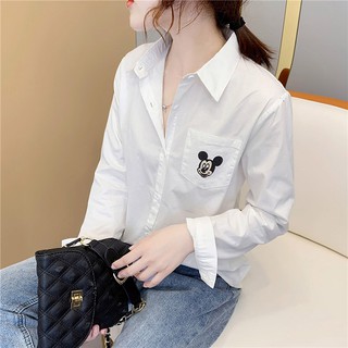 Áo Sơ Mi Nữ Thêu Mickey Đơn Giản HQ 910