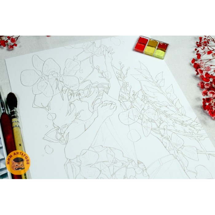 [MnM] Lineart &quot;Suy sụp&quot; và &quot;Xiềng xích&quot; của họa sĩ Photon - tranh luyện tô vẽ màu nước, marker lên trình cực nhanh