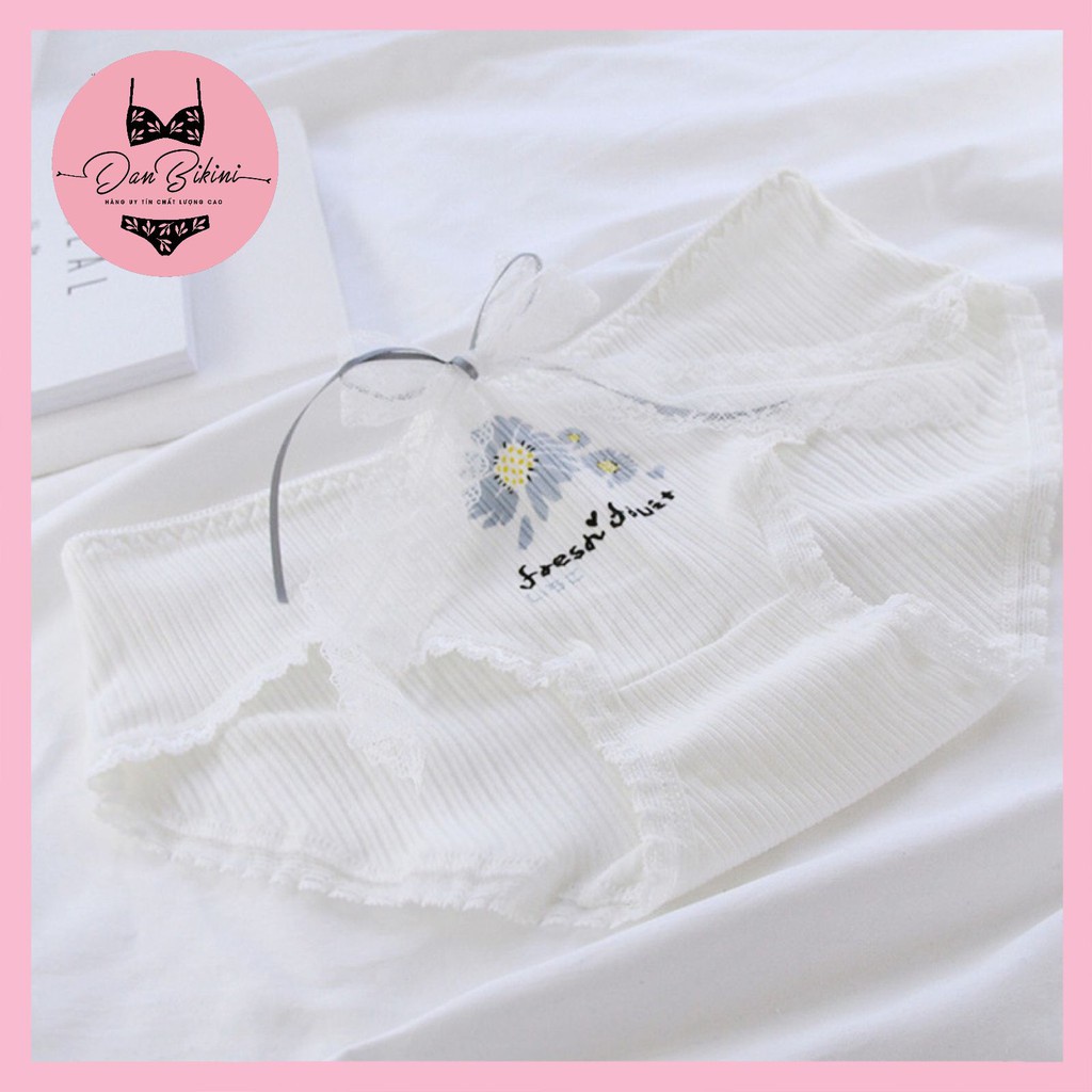 Quần Lót Nữ gân tăm hình hoa cúc kháng khuẩn chống viêm tôn dáng mã 0127