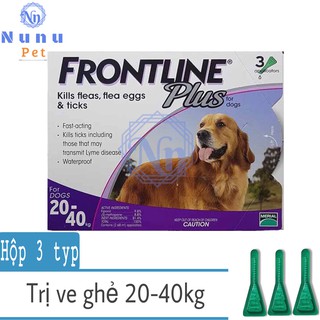 Thuốc nhỏ gáy trị ve ghẻ cho chó 20-40kg - Hộp 3 ống Frontline Plus 20-40kg
